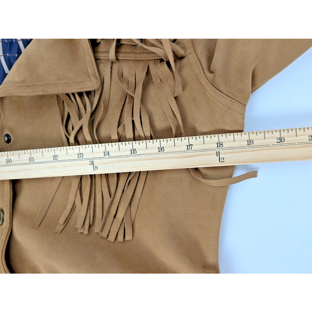 Powder River Outfitters Faux Suede Fringed Coat Jacket Sz M Western Boho Cowgirl - Picture 10 of 12